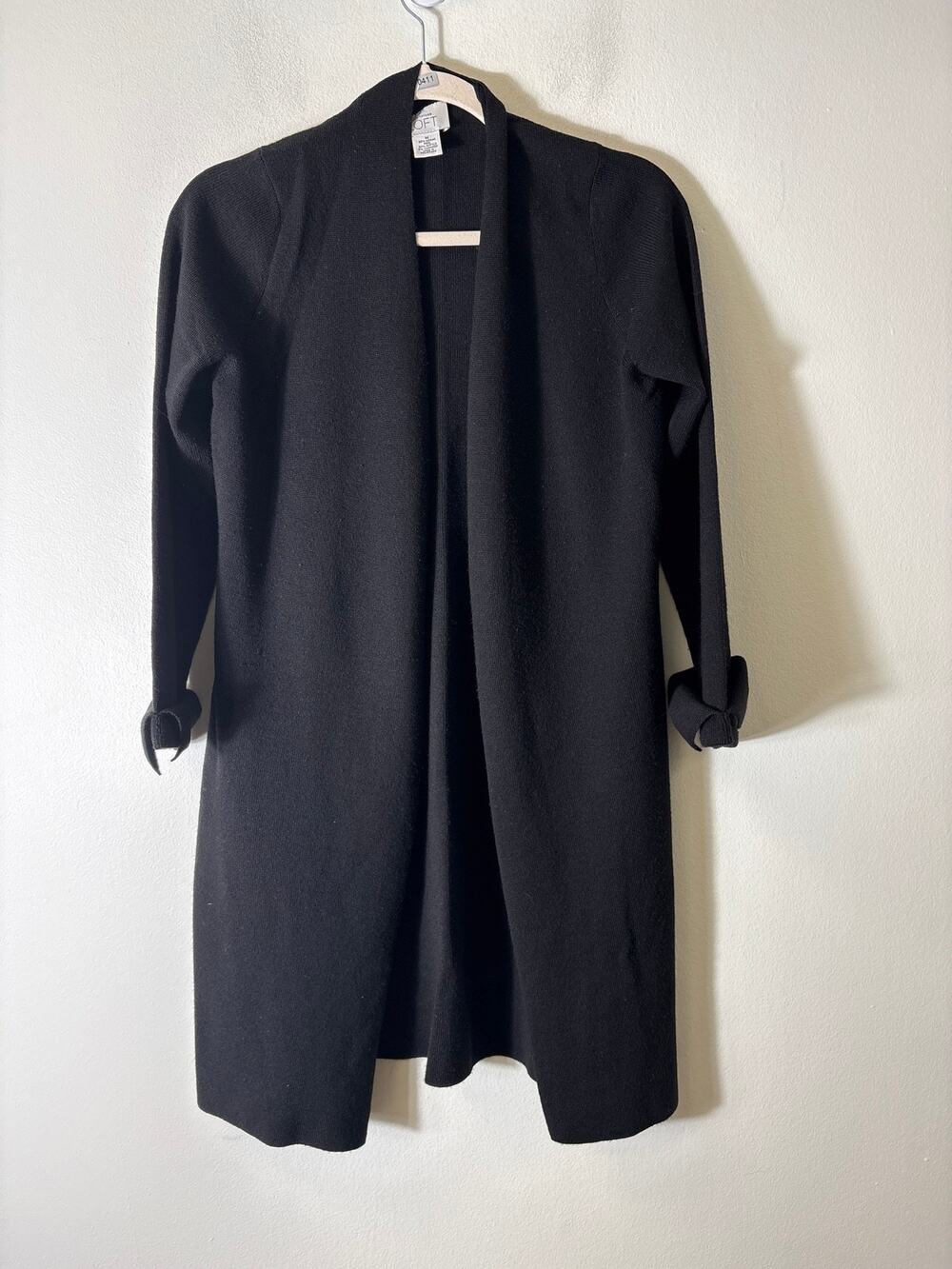 Ann Taylor Loft Black Loft Sleeve Long Cardigan Sweater Sz M